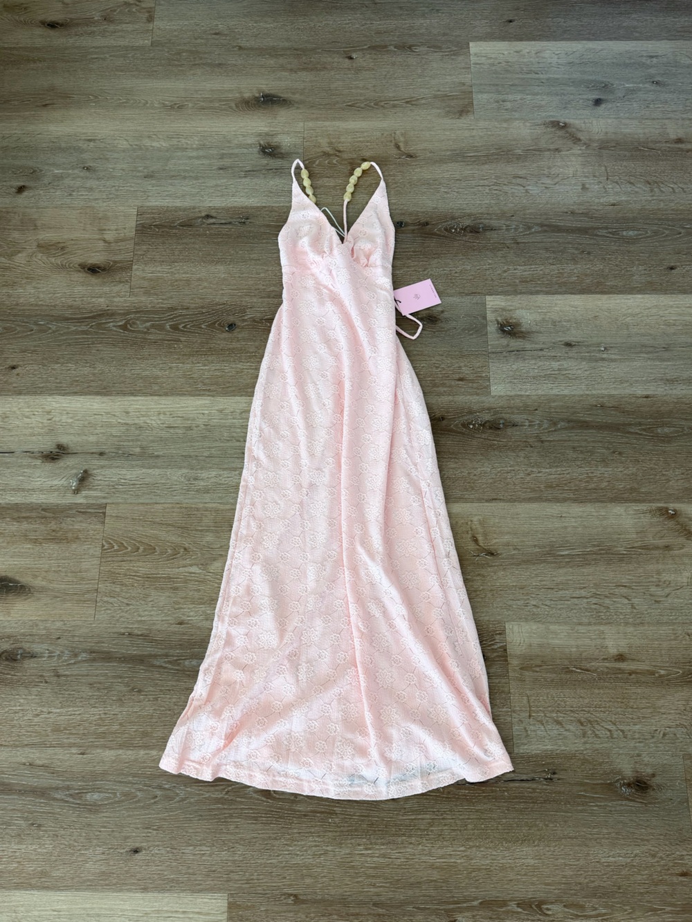 Light Pink Lace Maxi Dress